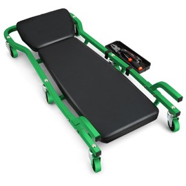 CAAP DRIVEN Rolling Vehicle Repair Garage/Shop Creeper with 3-leves Adjustable Headrest, Side Tool Trays and 6 Casters,Green, CAAP-TOLS-2IN1RC-A-GN