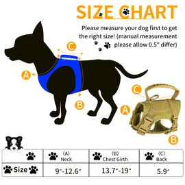 bvya Tactical Nylon Small Dog Vest Harness Adjustable Comfy Mesh Padding Puppy Vest with Quick-Release Buckle and Rubber Handle for Small Dog