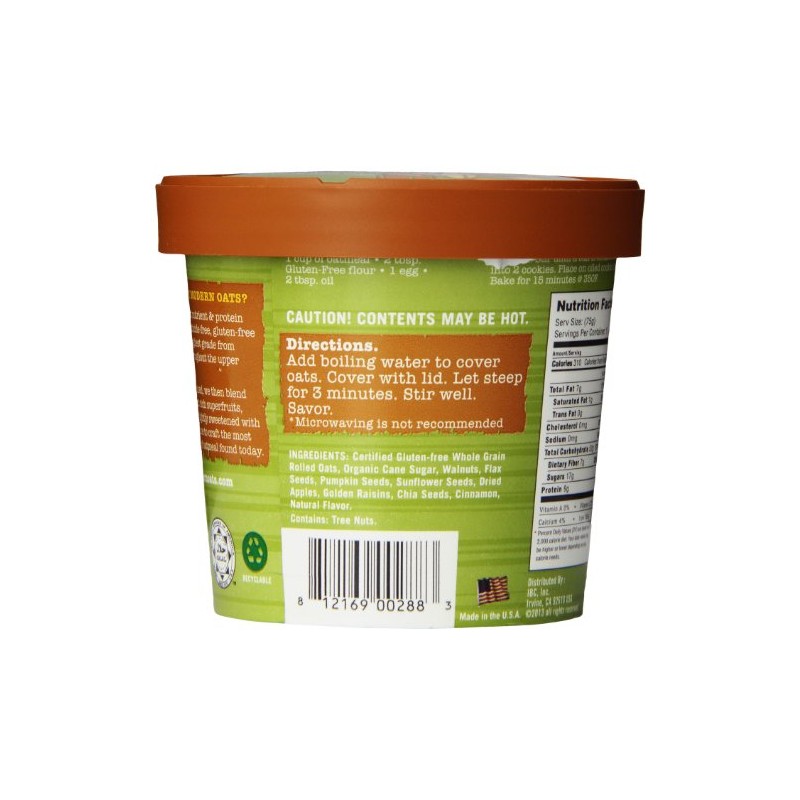 Modern Oats Apple Walnut Oatmeal, 2.6 Ounce (Pack of 6)
