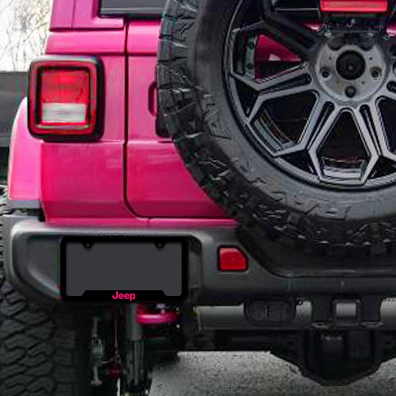 Jeep UV Printed in Tuscadero Pink Black Plated Plastic License