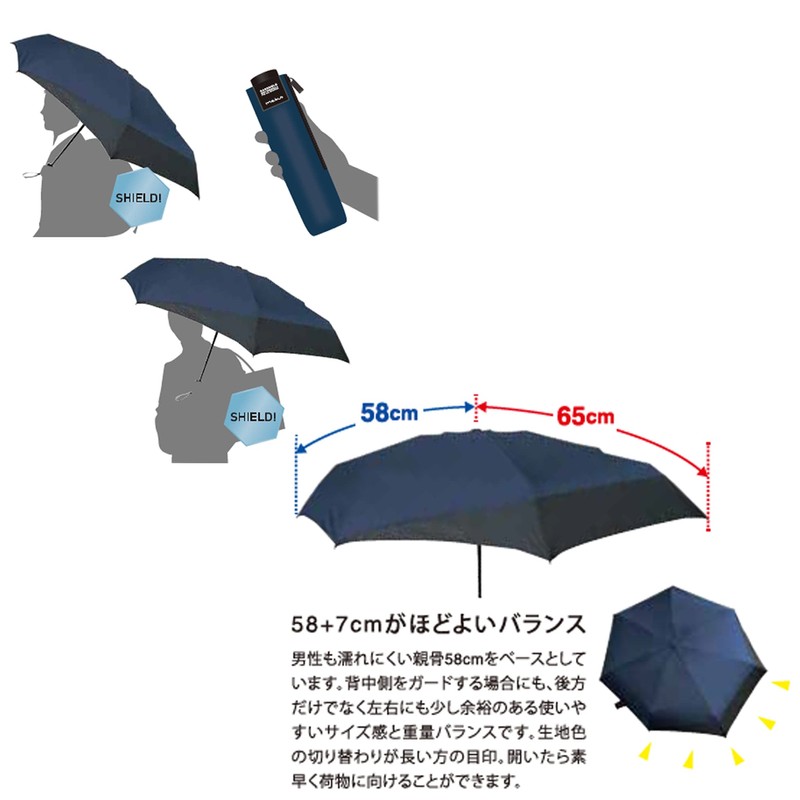 mabu SMV-41502 Folding Umbrella, Long Back, Special Ribs, Lightweight, Fiberglass,