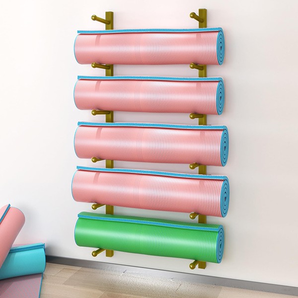 Wall-mounted Yoga Mat Rack, Yoga Mat Holder, Multi-layer, Multifunctional Fitness