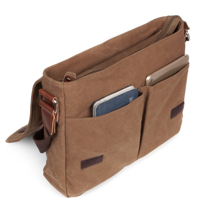 LOSMILE Mens Canvas Messenger Shoulder Bag. (Brown)
