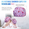 Shower Caps for Women Reusable Waterproof, Adjustable Double Layer Shower