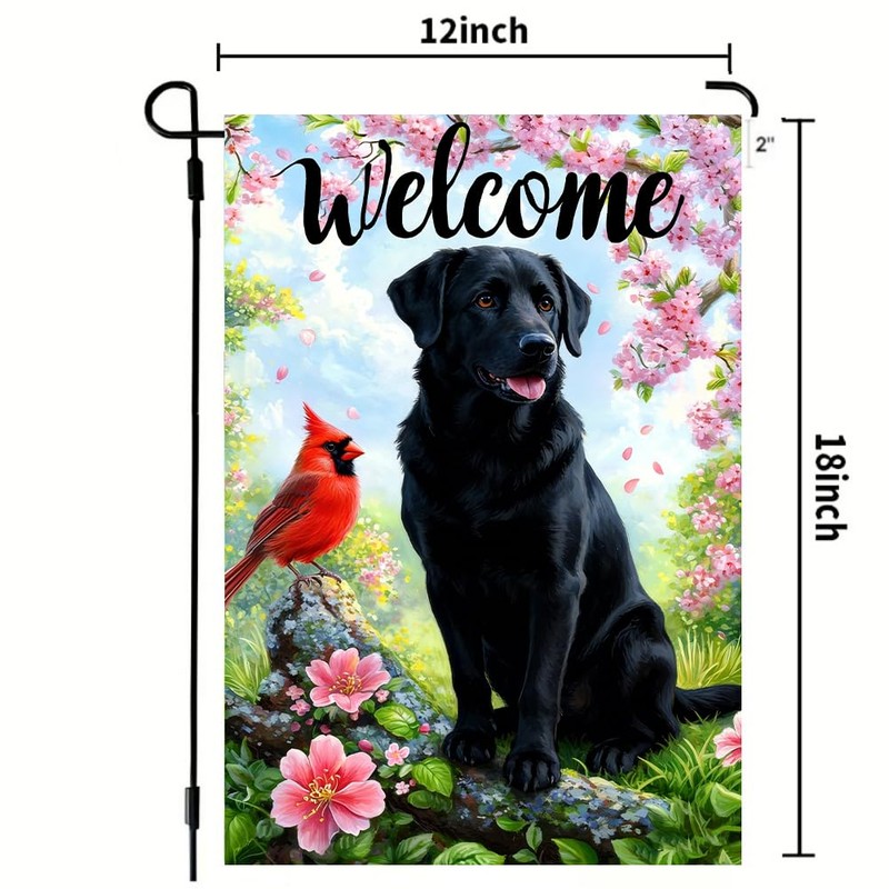 Spring Summer Black Lab Dog Garden Flags 12x18 Double Sided