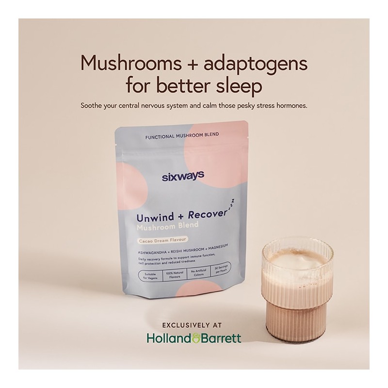 Sixways Unwind + Recover Mushroom Blend 150g