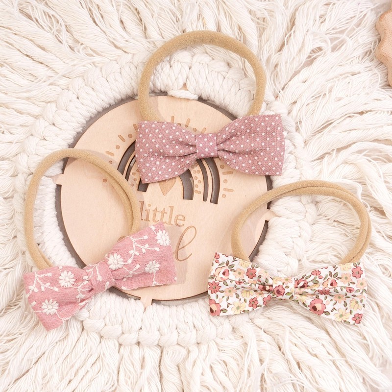 20PCS Baby Girl Headbands Printed Hair Bows Headbands Nylon Linen