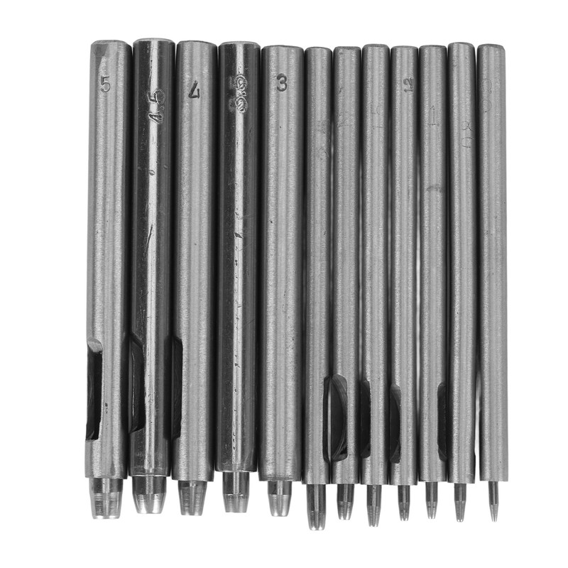 12pcs Leather Hole Punch Cutter 0.5‑5mm Hollow Punch Set for