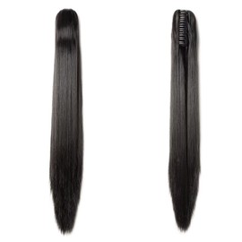 TESS Claw Clip in Ponytail Hair Extensions, 21 Inches Straight Ponytail Extension #2A Natural Black Hair Extensions Clip in Ponytail Black for Women 140g
