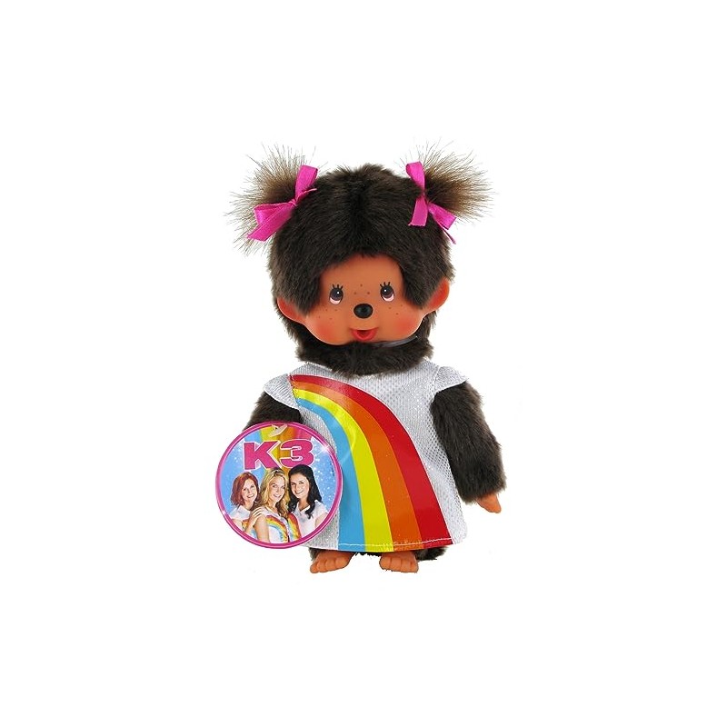 Monchhichi Knuffelpop Meisje K3 Regenboogjurk 20 cm
