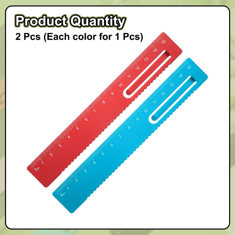 sourcing map 2pcs Straight Ruler 15cm Metric Metal Aluminum Alloy