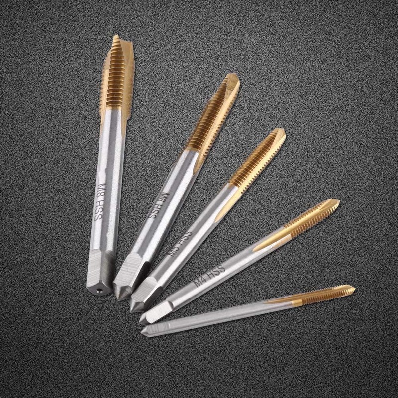 HSS Machine Tap with Metric Thread, 5 Pieces Titanium Coated