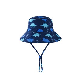 SWOAWO Baby Hat & Toddler Bucket Hat for Boys & Girls - Beach Hat, Sun Hat & Swim Hat (Navy Blue-A, 3-6 Months)