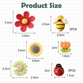 10 Pack Cute Flower and Bee Fridge Magnets, Strong Mini Magnets, Creative for Kids, Crafts, Kitchen Decor, Whiteboard, Small Magnets for Home or Office Use