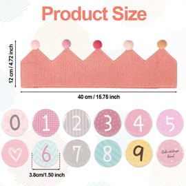 Birthday Crown Hat, with 0-9 Number Signs Cute Muslin Kids Birthday Crown Reusable Decorative Birthday Hat Party (Pink)