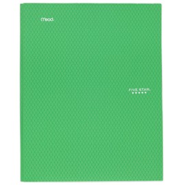 Five Star 2-Pocket Folder, Stay-Put Folder, Plastic Colored Folders with Pockets & Prong Fasteners for 3-Ring Binders, For Home School Supplies & Home Office, 11 5/8" x 9 5/16", Green (72111)