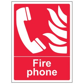 V Safety Fire Phone - Portrait 150 x 200mm - 2mm Rigid Plastic Safety Sign