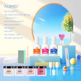 AIJIMEI Dipping Powder Nail Kit 0.35oz-10g Gentle Colors Nail Dip Powder for False Nails Art Pink Purple Dip Powder Nail Kit Starter for Salon Home Use(F11-Elegant Lady)