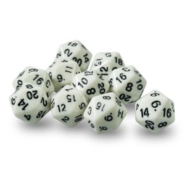 10x Polyhedral W20 Dice for Role and Tabletop Games (Beige)