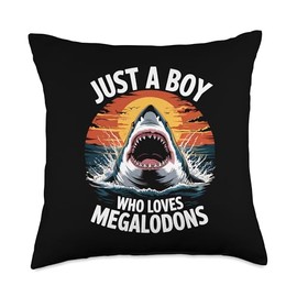 Just A Boy Who Loves Megalodons - Megalodon Shark Lover Throw Pillow