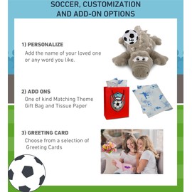 DolliBu Large Grey Alligator Stuffed Animal with Soccer Ball Plush - Soft Alligator, Adorable Playtime Plush Toy, Cute Wildlife Gift, Super Soft Plush Doll Animal Toy for Kids and Adults - 17 Inches