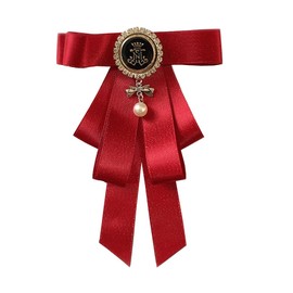 JKQBUX British style Pearl Bow Brooch Pre-Tied Pearl Neck Tie Brooch Pin Ribbon Bow Tie For Women Girls Men Shirt Party Ceremony Accessories