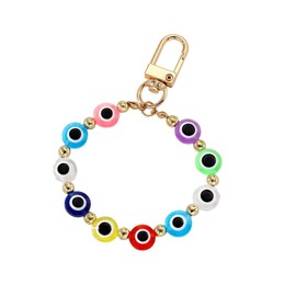 Fuqimanman2020 Colorful Evil Eye Beads Keychain Resin Blue Eye Bag Pendant Anti-Lost Accessories Suitable For Women Jewelry-colorful
