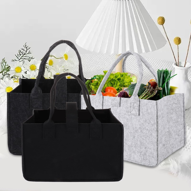 ASelected Pack of 3 Felt Shopping Basket Small 30 x