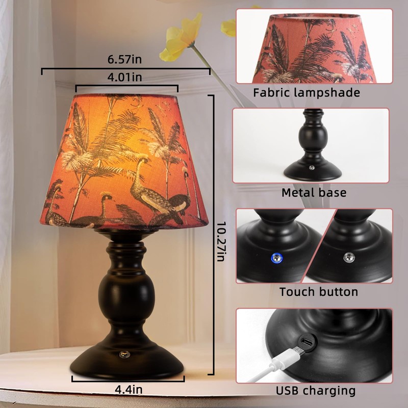 HOMMAX Cordless Table Lamp,Rechargeable Battery Lamps with Dimmable Touch Control,USB
