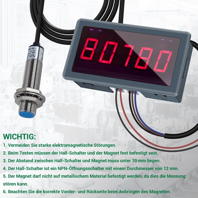 Digital LED Speedometer, 5-Bit Speed Meter with DC 5V-30V, Digital