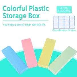 Pack of 4 Plastic Storage Box for Nails, Nail Accessories Box Organiser Holder for Manicure Tools, Storage Box for Pedicure Accessories (Multi-Colour)