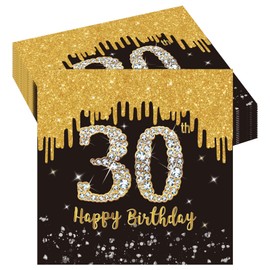 20Pcs 30th Birthday Serviettes Napkins,30th Napkins Black Gold,30th.Birthday Napkins.Black and Gold,30thBirthday Party Tableware Decorations for Men Women.Birthday Gifts Party Supplies Table Decor