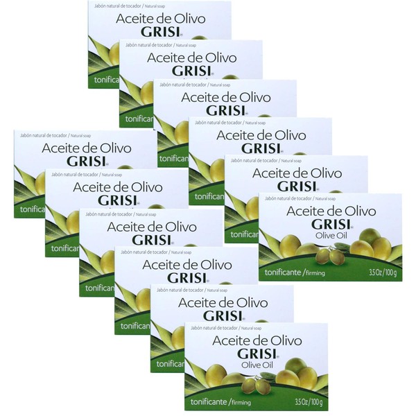 Grisi Olive Oil Soap, Jabon Aceite de Olivo,, 3.5 Oz, 12 Count