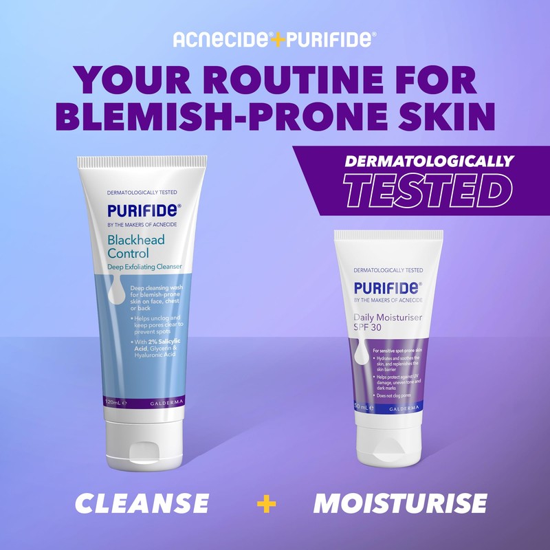 Purifide by Acnecide Blackhead Control Face Wash, Deep Exfoliating Cleanser