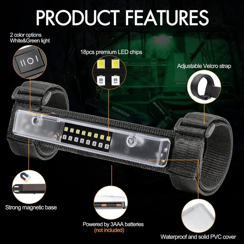 UTV Interior Dome Lights, RFROAD LIGHTING UTV Dome Light Battery