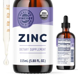 Vimergy Organic Zinc Supplements For Women & Men (7.5mg Liquid Zinc Per Serving) Fast-Absorbing Immune Support, Promotes Healthy Bones & Skin, USDA Certified Organic, Vegan, Up to 57 Servings (115 mL)