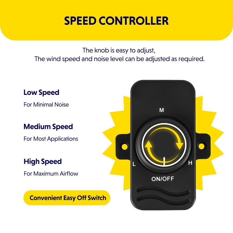 iPower Inline Booster Duct Fan 6'' with Speed Controller, Low