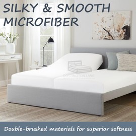 Split Queen Size Fitted Sheet-Premium Hotel Quality - Fitted Sheet Only - Adjustable Bed Fitted Sheets-15 Inch Deep Pocket Fitted Sheet-White Bottom Sheet-Ultra-Soft Microfiber Fitted Sheet only