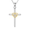 TIGER RIDER Cross Necklace Sterling Silver Gold Heart Cross Pendant