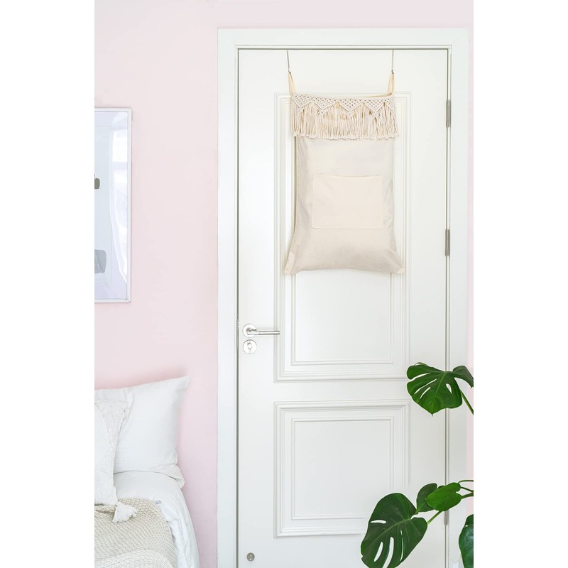 Mkono Macrame Hanging Laundry Hamper with Over The Door Hooks
