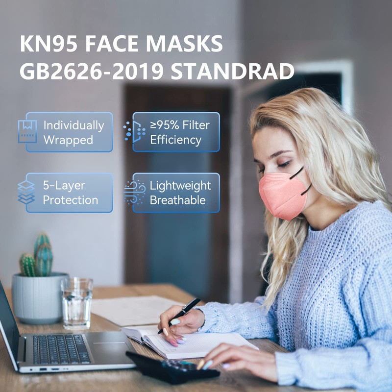 HALIDODO KN95 Face Masks, 30 Packs Individually Wrapped 5-Plyer Cup
