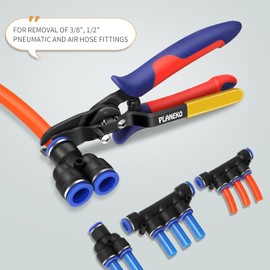 PLANEKO Push to Connect Fitting Air Hose Removal Tool for 3/8" 1/2" Pneumatic Tube Air Line Fittings Removing Push Fit Disconnect Tong Tool Quick Connect Release 10mm 12mm Hose Pliers