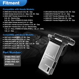 TOP-MAX Mass Air Flow Sensor MAF Meter Fit for Honda 03-12 Accord, 06-11Civic, 12-13 Crosstour, 09-10 Fit, 07-17 Odyssey, 09-11 Pilot Ridgeline, 07-14 Acura MDX RDX RL TL, Replaces for 37980-RNA-A01