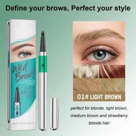 Microblading Eyebrow Pencil Light Brown, 4-Tip Wild Eye Brow Pencil, Precise Eyebrow Pen, Waterproof Long-Lasting Brow Pen, Natural Eyebrows For Women & Girls