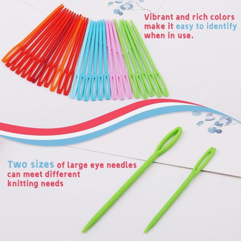 LUNARM 50PCS Yarn Needles Set Assorted Plastic Big Eye Sewing