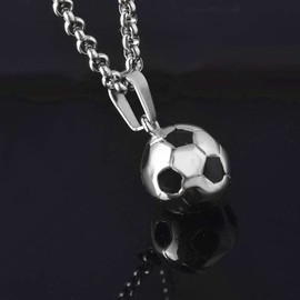 Gionatan Shop Football Necklace for Fans with Metal Ball Locket Trap Pendant and Chain Men Women Girls Boy Gift Silver Colour, League