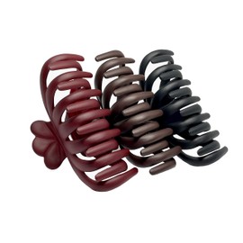 Marrie Hair Claw Clips for Women Girls - Nonslip Double Jaws Grip Clip Clamp for Strong Hold Hair Clips for Medium to Thin & Long Stylish Hair Accessories (Matt (Black Brown Red))
