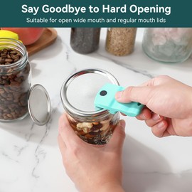 Dreyoo 2 Pack Canning Jar Opener with Magnets, Mason Jar Opener Canning Tool, Canning Jar Opener for Releases Aluminum Vacuum Seal on all Wide Mouth and Regular Mouth (Blue)