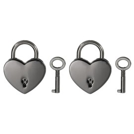 PATIKIL 1.5 Inch Love Locks Heart Padlock with Key Set, 2 Set Single Heart Couple Wishing Lock Love Padlock for Lover Bridge Anniversary Diary Book Card Box, Black