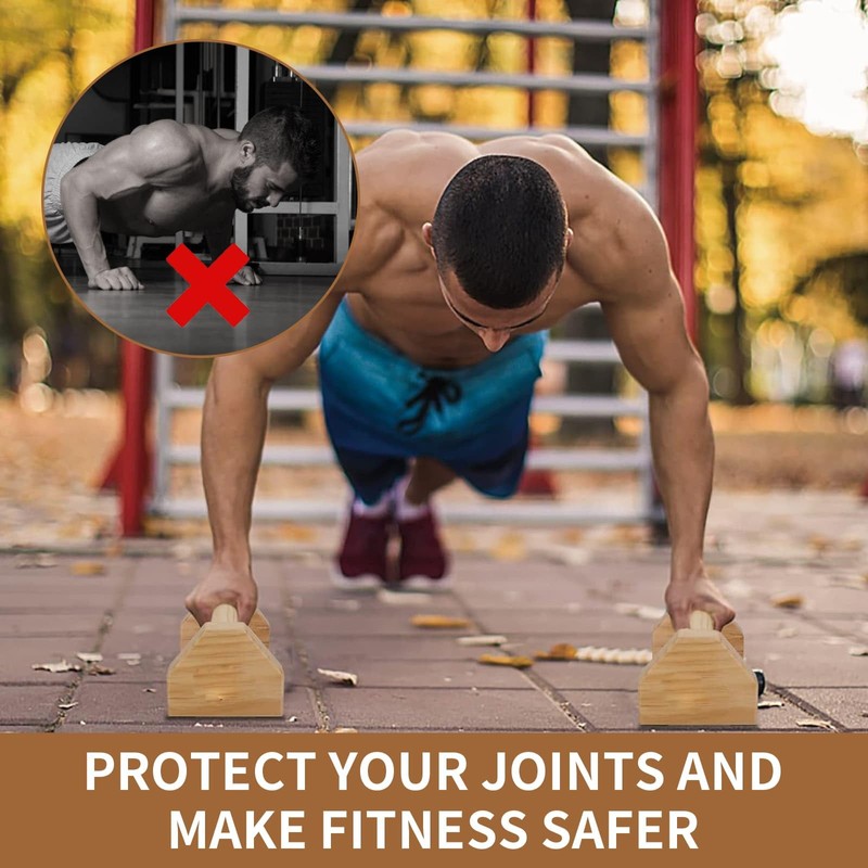 Wooden Parallettes Solid Pushup Bars Stands Dip Calisthenics Bars Non-slip